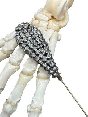 Antique Victorian Rhinestone Teardrop Hat Pin Foil Backed Crystal Paste Hat Pin